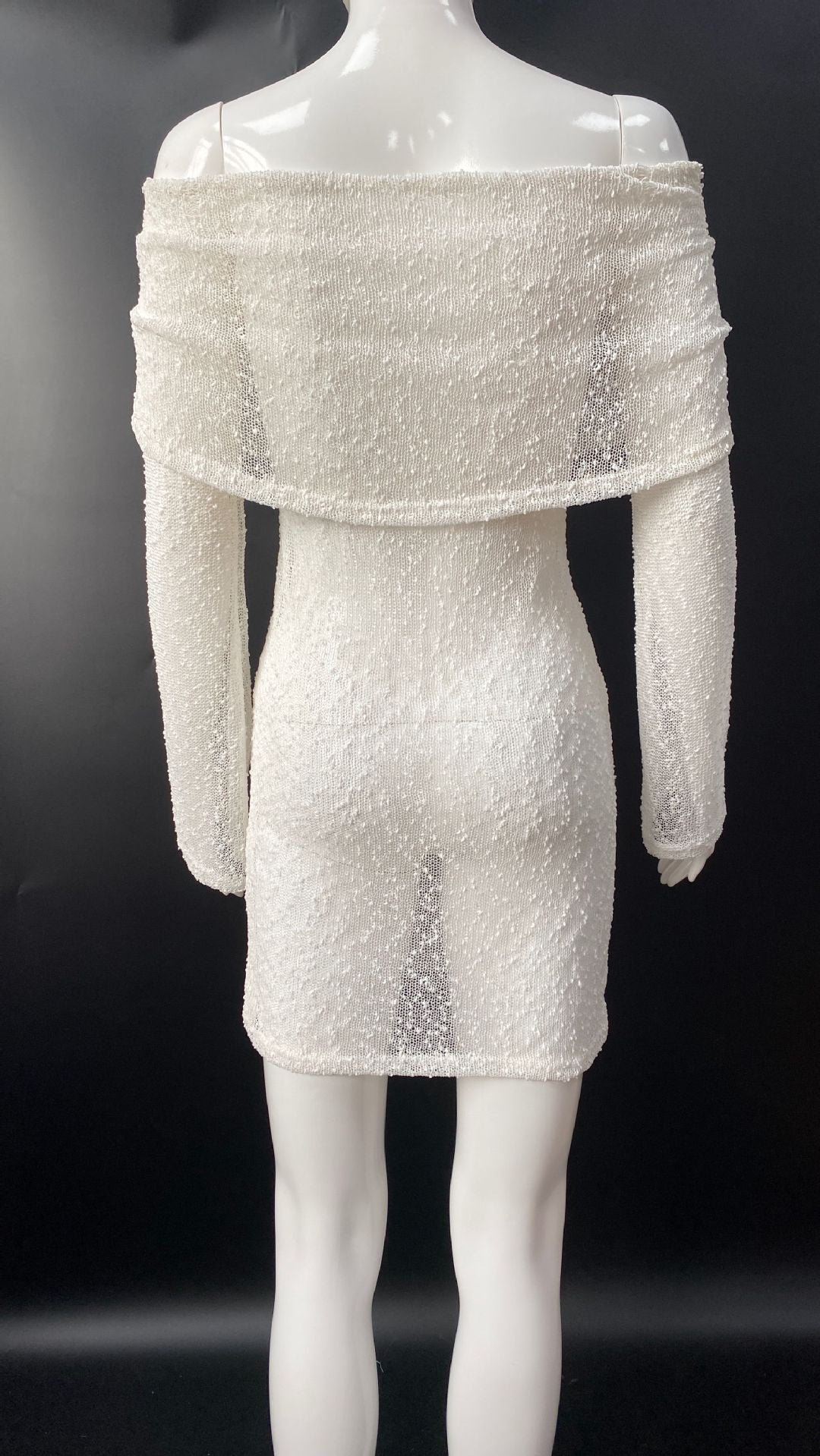 שמלת מיני חוף סרוגה כתפיים חשופות - לארי