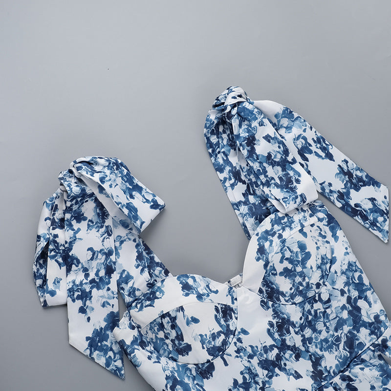 שמלת מיני מלמלה קשירות בכתפיות - פלורין