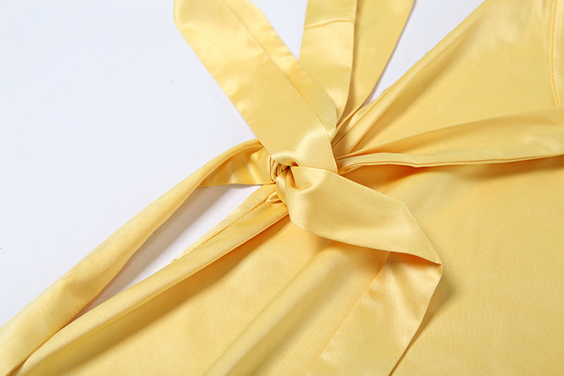 שמלת מקסי סאטן גב פתוח - BELLA