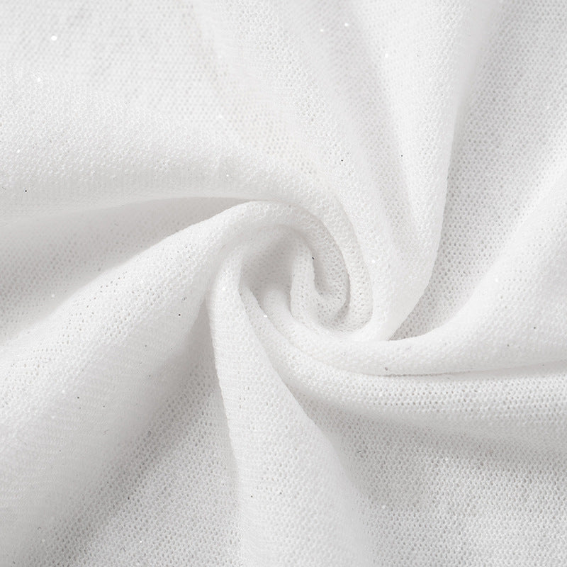 שמלת מיני נצנצים בעיצוב כיווצים כתפיים חשופות - Kiara