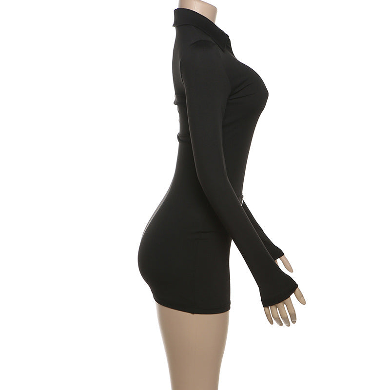 שמלת מיני צמודה בד מחטב ומחמיא בעיטור חגורה תואמת - Journey