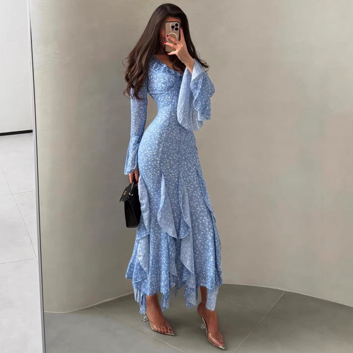 Macy floral ruffle maxi dress