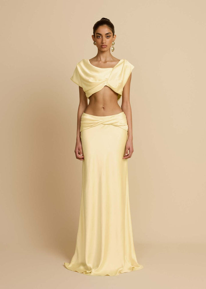 Two-piece satin set with a maxi skirt and top - SHANON