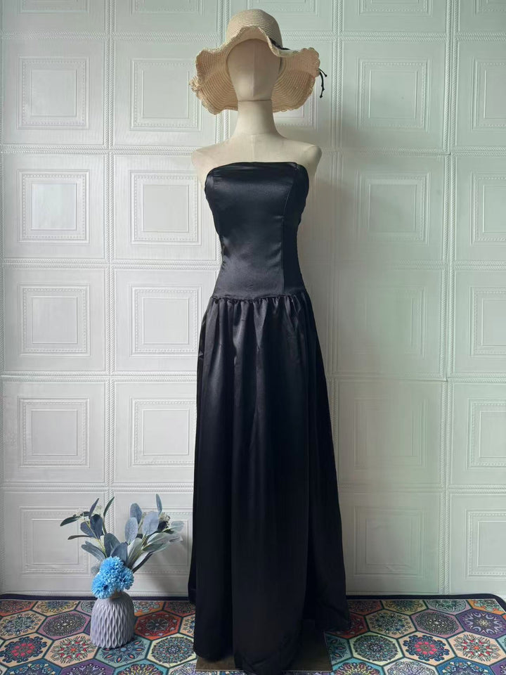 Joya A-line satin maxi dress