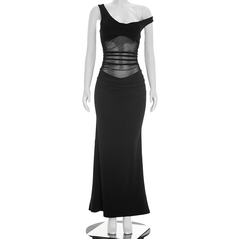 Elegant maxi dress with a chiffon design - WONDA