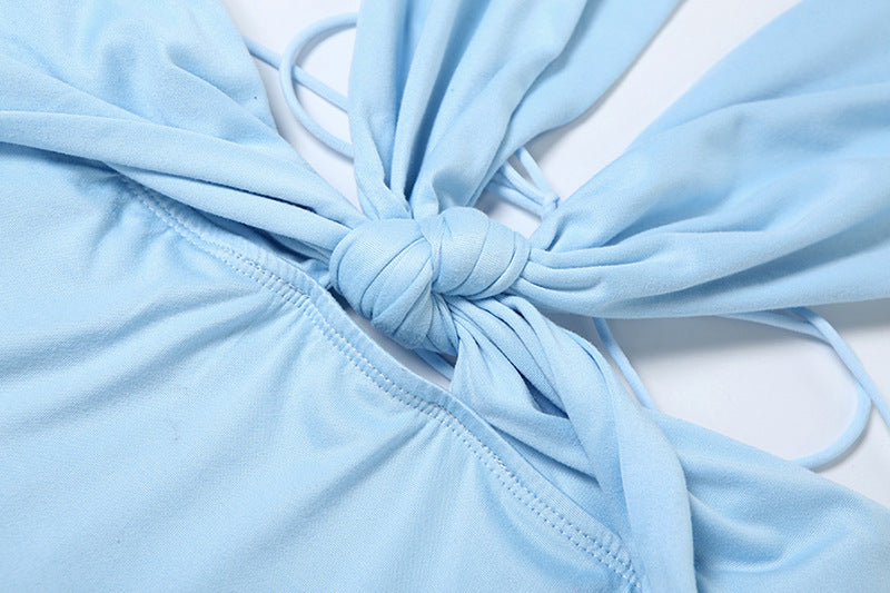 שמלת מקסי בעיצוב קרוס קיפולים קשירה בגב - מאר