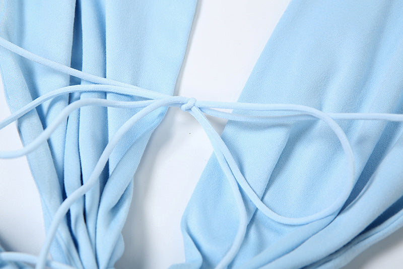 שמלת מקסי בעיצוב קרוס קיפולים קשירה בגב - מאר