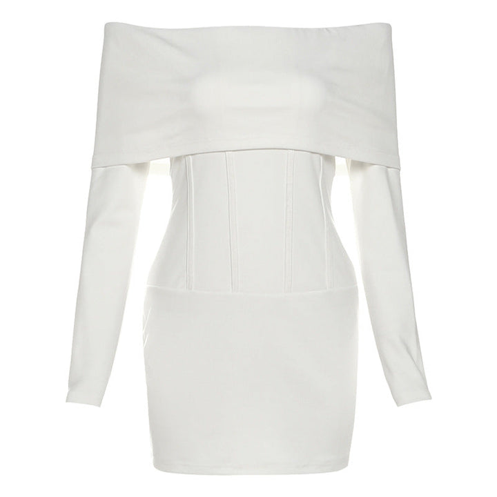 Off-the-shoulder mini dress with a corset design - LINORA