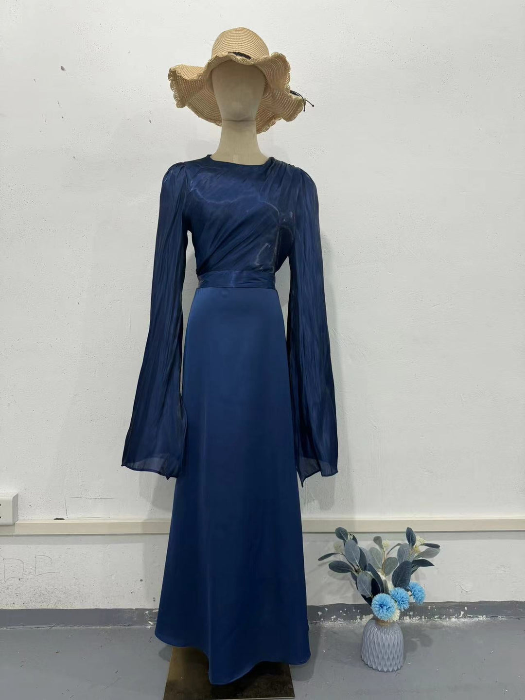 Tamara satin maxi dress with a chiffon design