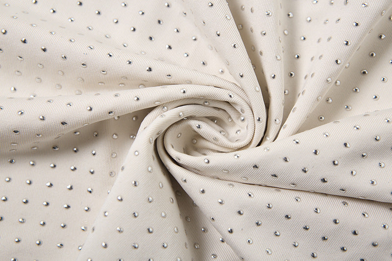 שמלת מיני זרקונים צמודה מנצנצת צווארון נופל - פאש