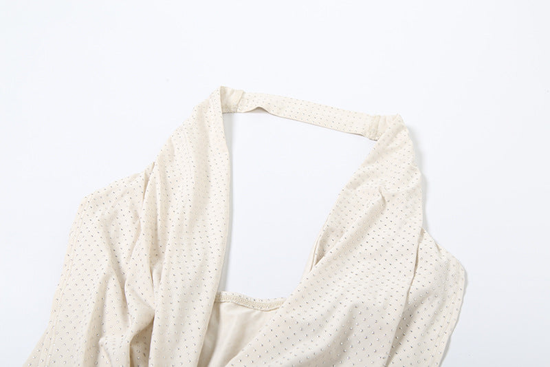 שמלת מיני זרקונים צמודה מנצנצת צווארון נופל - פאש