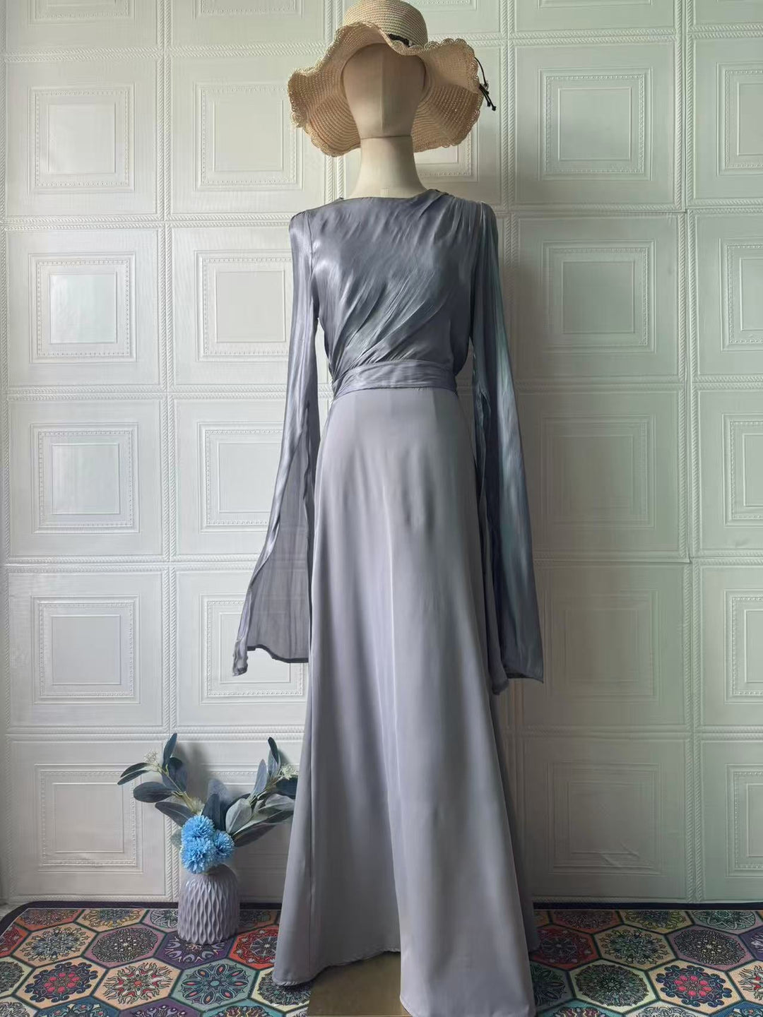 Tamara satin maxi dress with a chiffon design