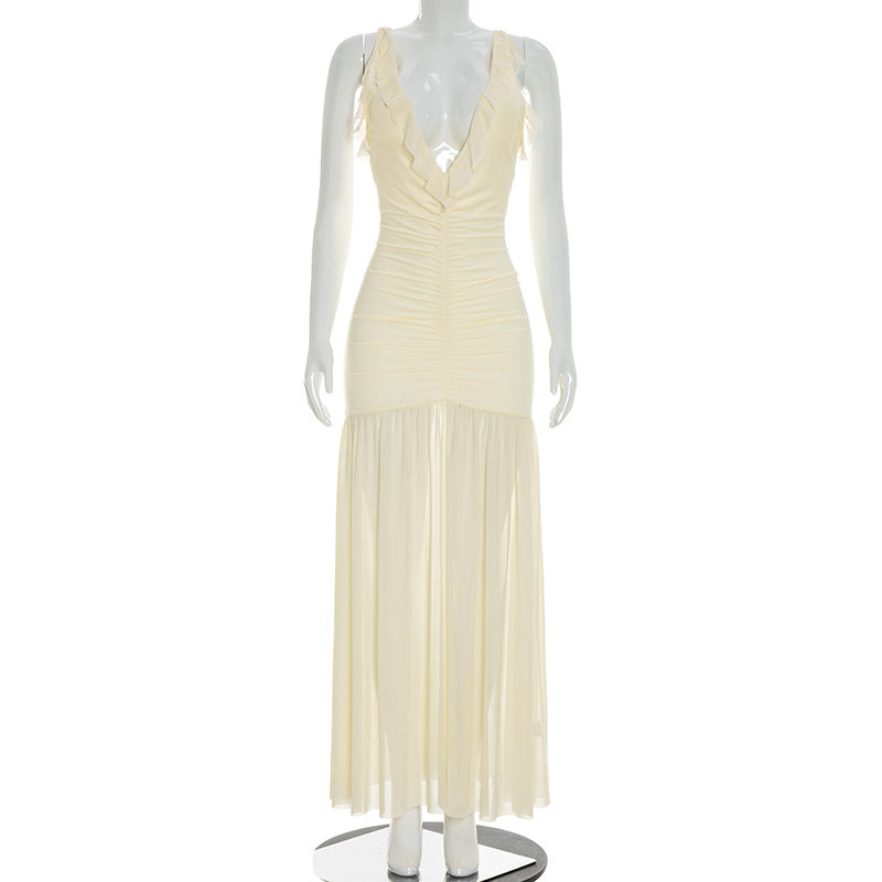 Maxi dress with ruching and chiffon - Toby