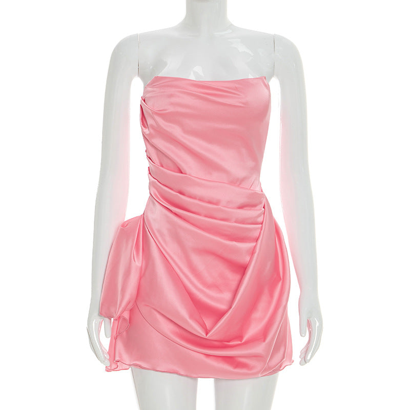 Strapless mini dress with a pleated design - LYNI