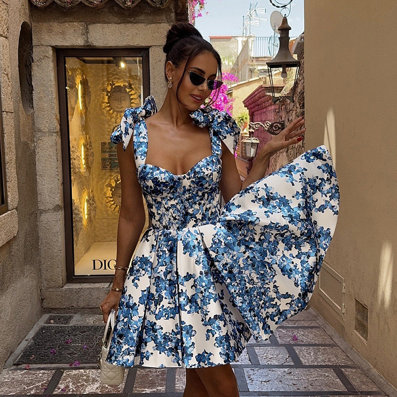 שמלת מיני מלמלה קשירות בכתפיות - פלורין