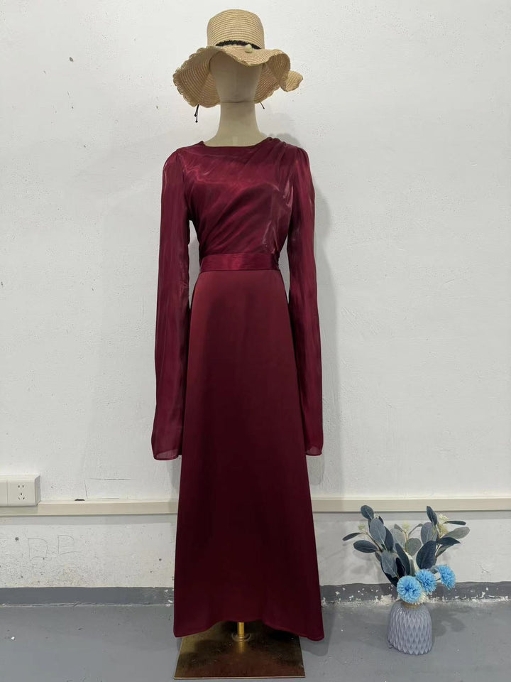 Tamara satin maxi dress with a chiffon design