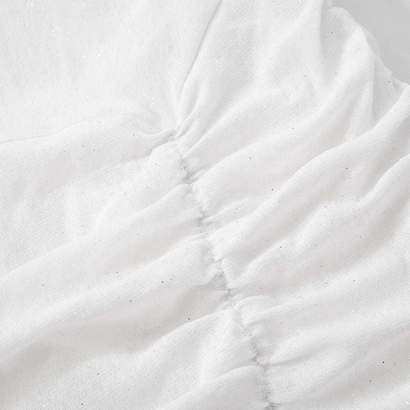 שמלת מיני נצנצים בעיצוב כיווצים כתפיים חשופות - Kiara