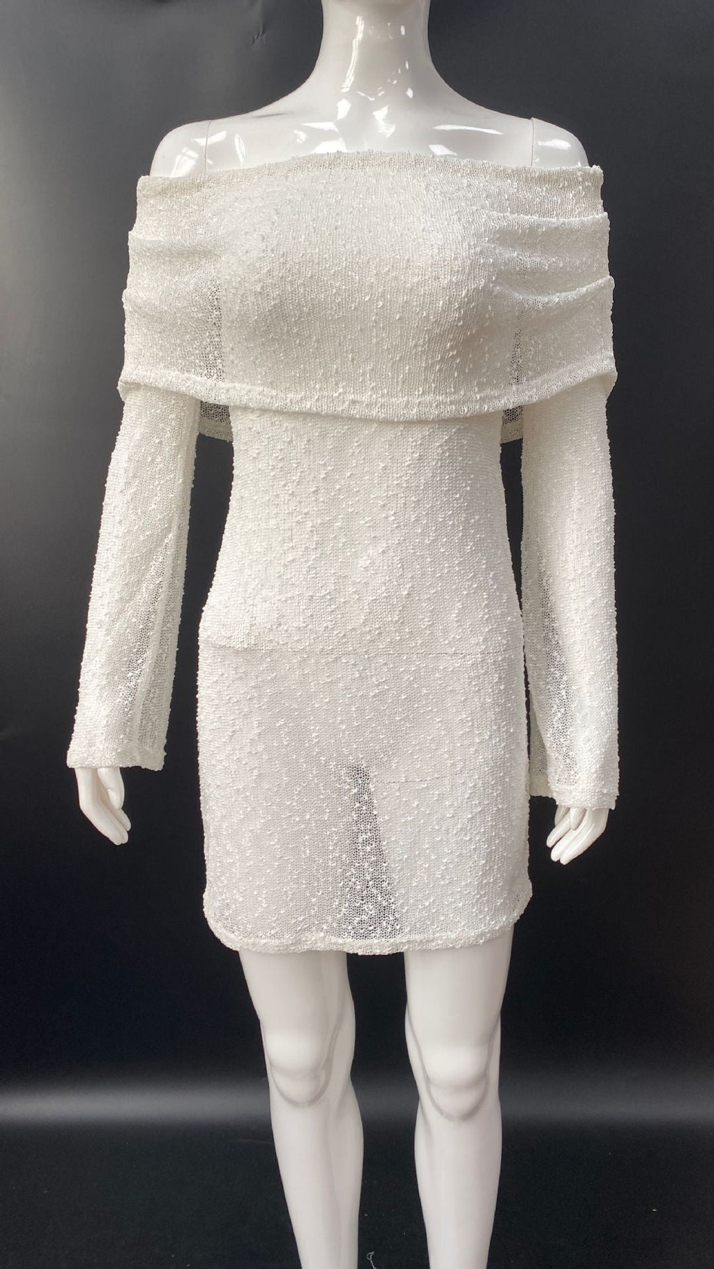 שמלת מיני חוף סרוגה כתפיים חשופות - לארי