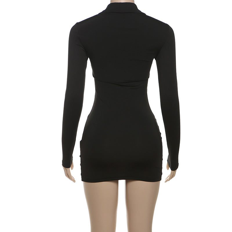 שמלת מיני צמודה בד מחטב ומחמיא בעיטור חגורה תואמת - Journey