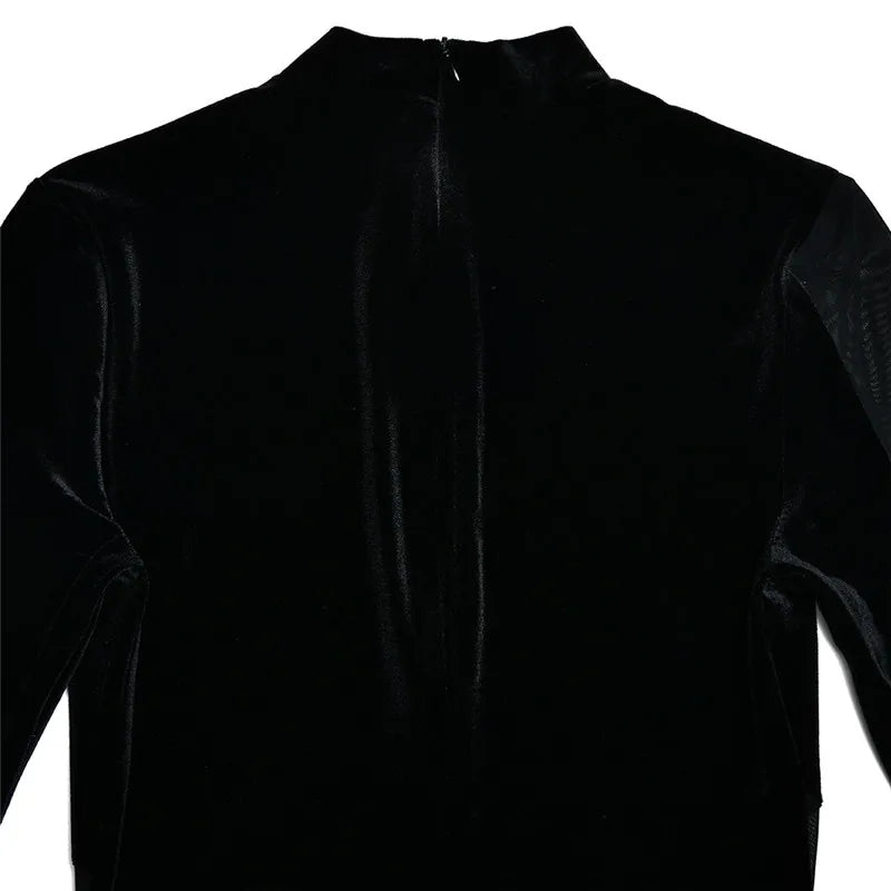 שמלת מיני קטיפה בעיצוב רשת - TESA