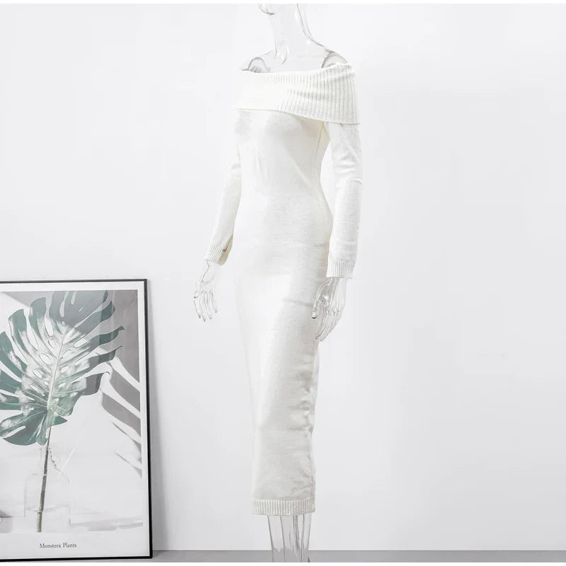 שמלת מידי סרוגה כתפיים חשופות - לירי