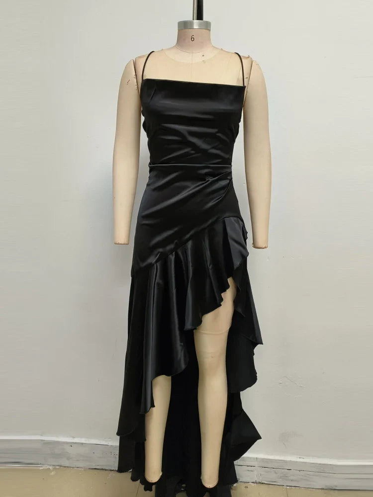 שמלת מקסי סאטן מלמלה קשירות בגב - פביולה