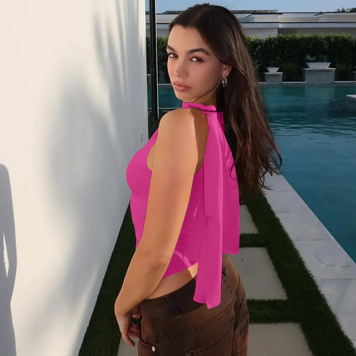 חולצה אלגנטית בעיצוב קשירה בכתף - האריס