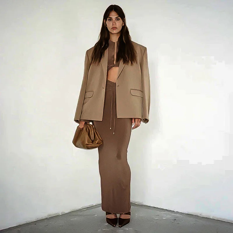 סט שני חלקים חצאית מקסי וחולצה - מירן