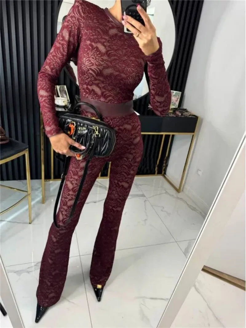 אוברול תחרה עם תחתית (לא שקוף) - אריקה