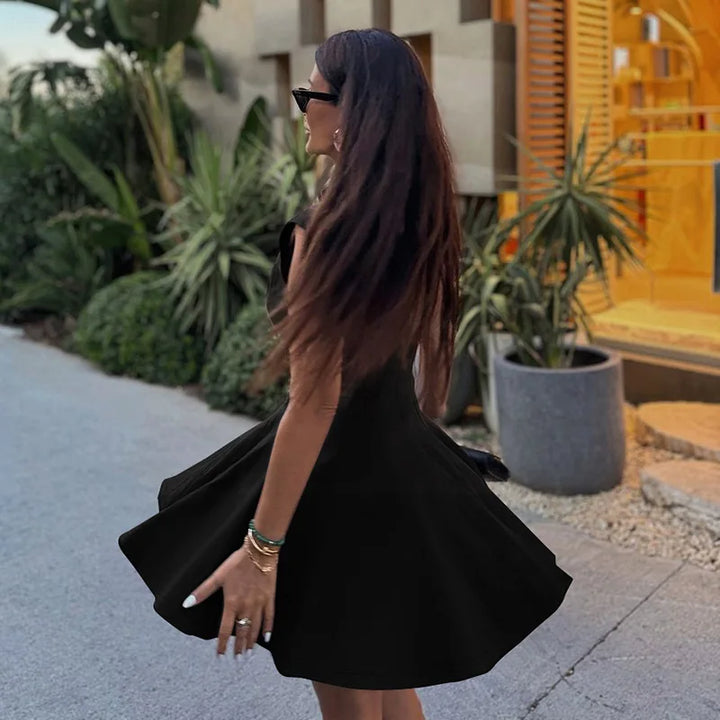 שמלת מיני מלמלה בגזרת A צווארון חצי גולף - ריילי