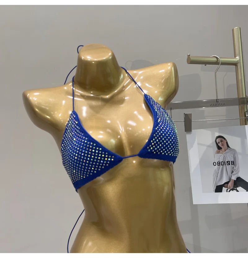 ביקיני קשירה משולשים בעיצוב רשת יהלומים - דיימונד