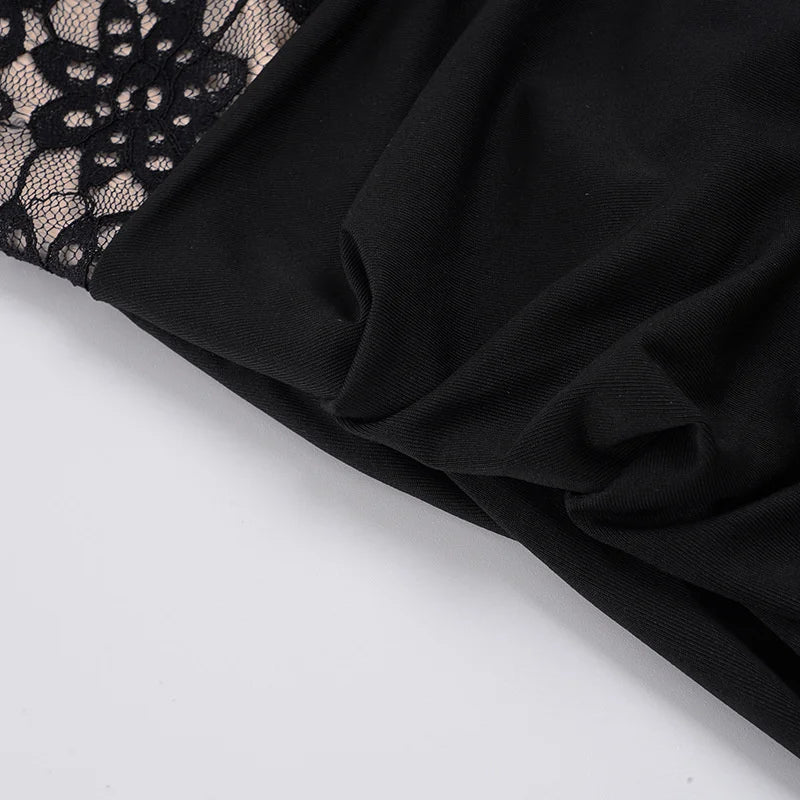 Pleated mini dress in lace bodysuit design - LISS