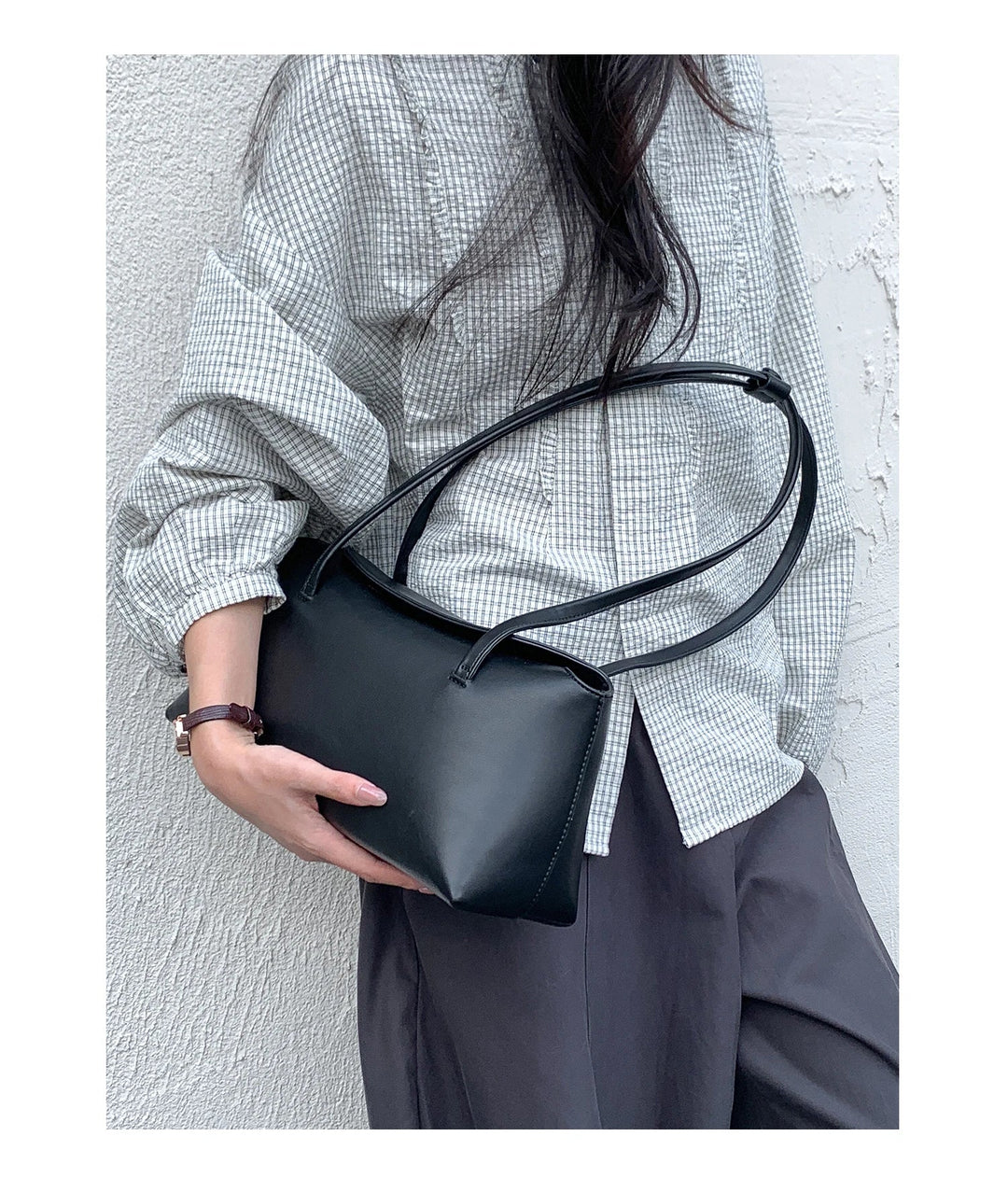 Faux leather bag with rectangular design