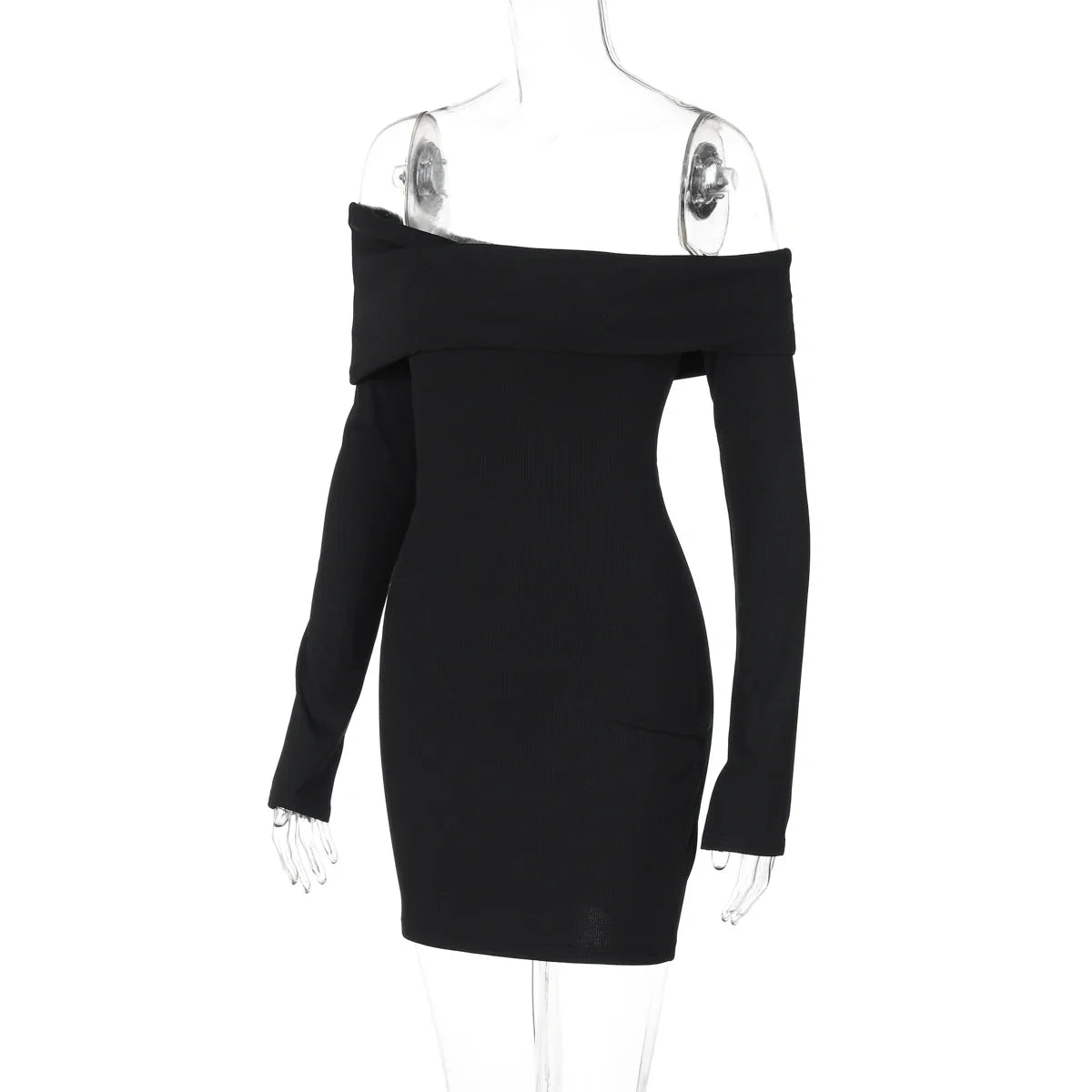 שמלת מיני סרוגה צמודה כתפיים חשופות - נועם