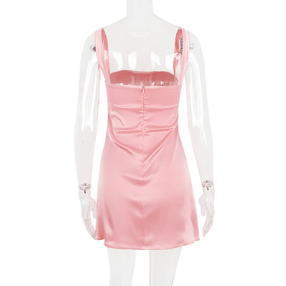 שמלת מיני סאטן גב פתוח - בייב