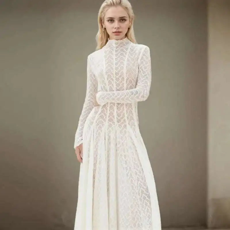 שמלת מקסי ערב יוקרתית בעיצוב ארוג בגזרת A - ליבי