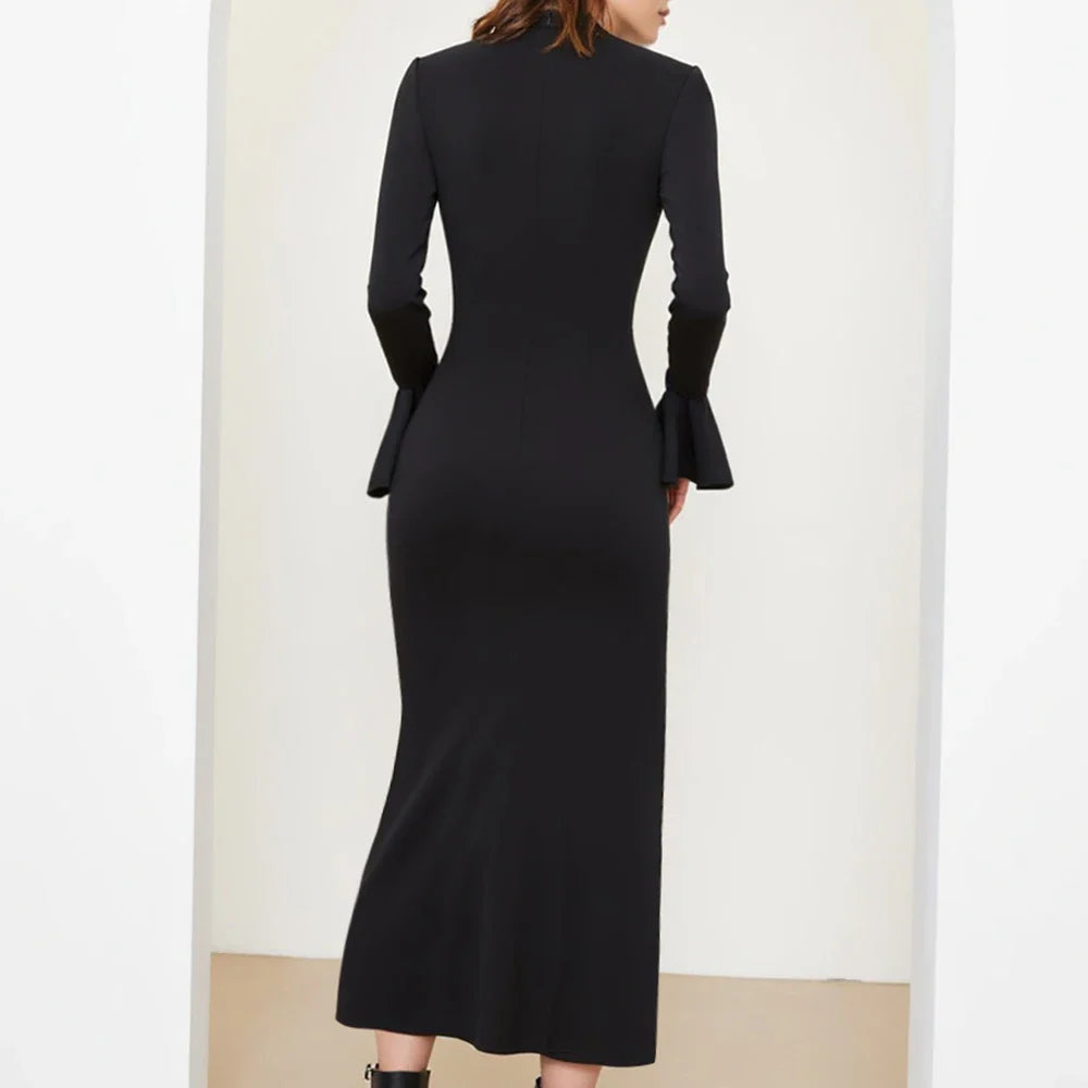 שמלת מקסי  אלגנטית שרוולי פעמון - איילה