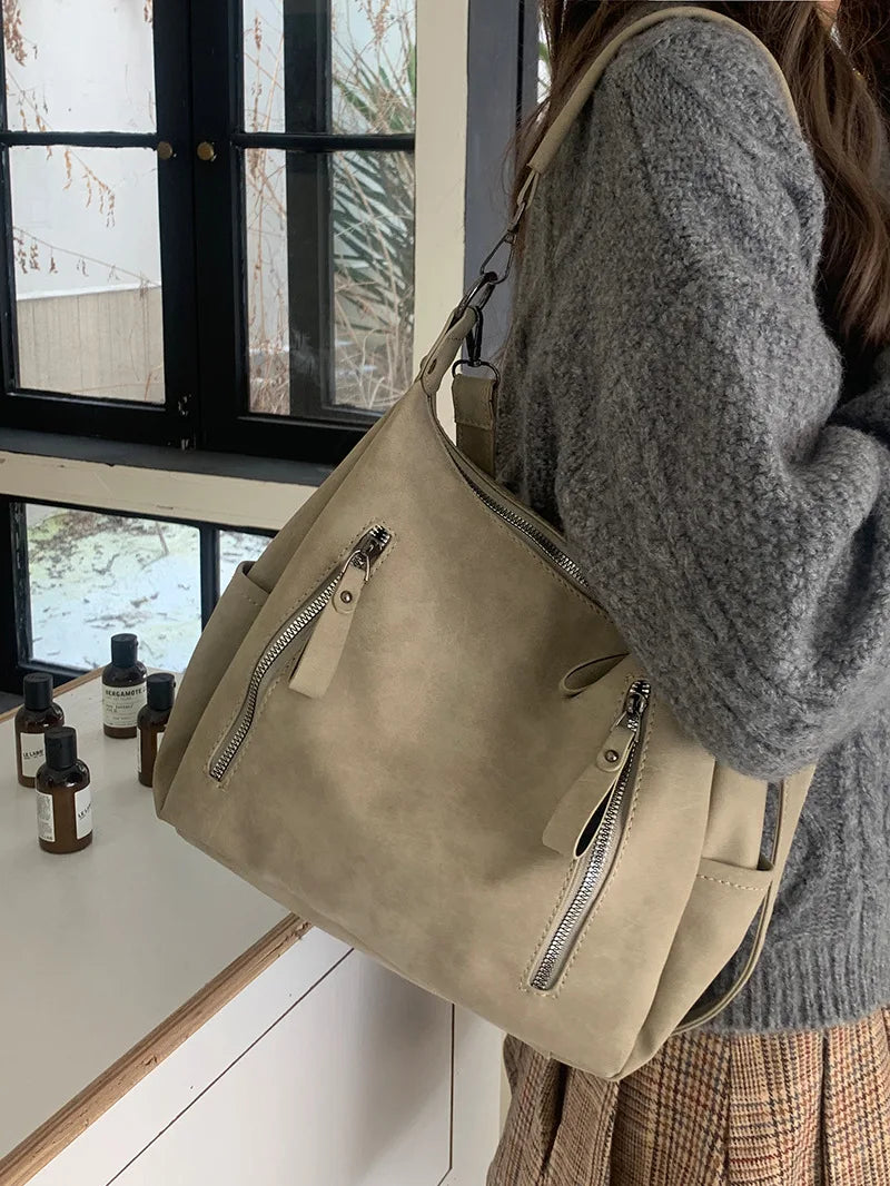 Bag with retro-style faux leather design