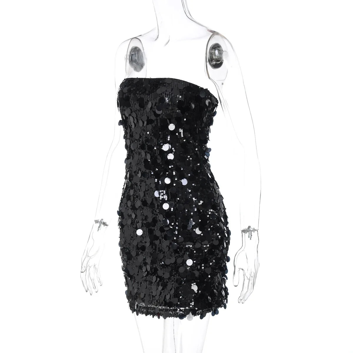 שמלת מיני סטרפלס פייטים - Allison