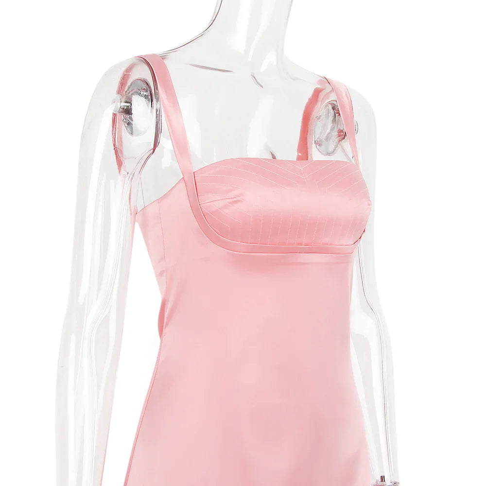 שמלת מיני סאטן גב פתוח - בייב