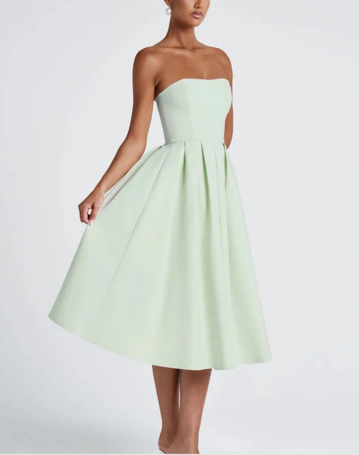 שמלת מידי סטרפלס בגזרת A - ארייא