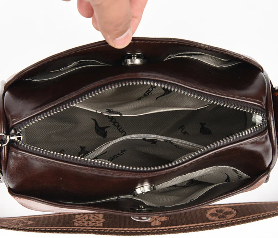 Faux leather bag with strap design