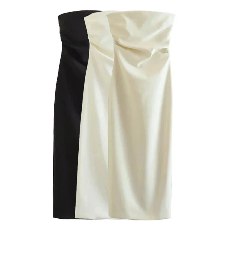 שמלת מידי סטרפלס בעיצוב קיפולים - Emmy