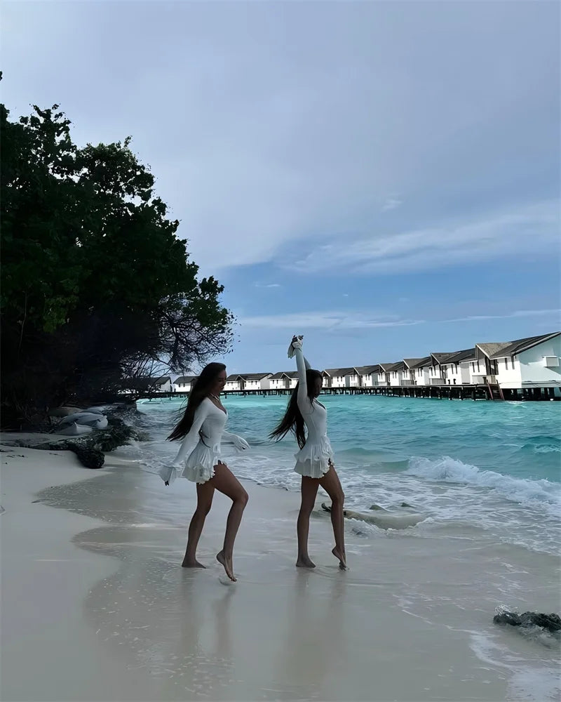 שמלת מיני מלמלה מדורגת בעיטור כפתורים - ברברה