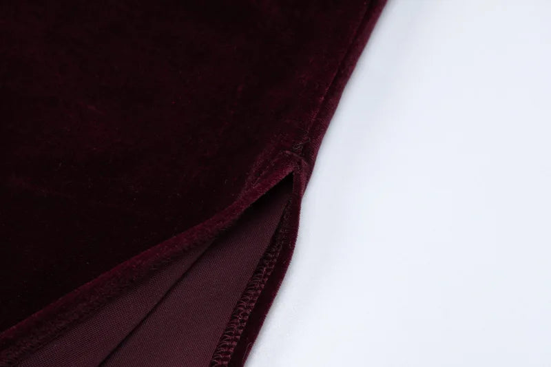 שמלת מקסי קטיפה שרוול אחד גב חשוף - אלינה