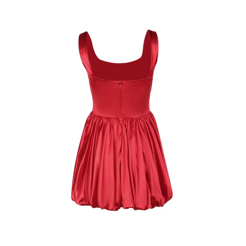 שמלת מיני סאטן בגזרת בלון - שנדי