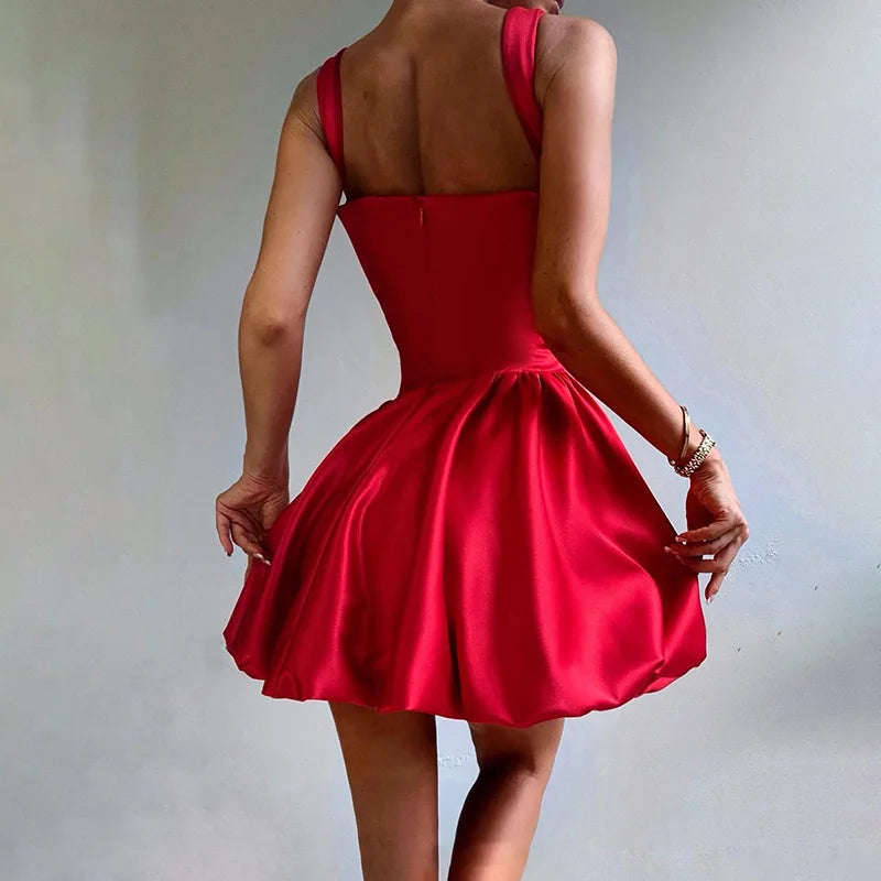 שמלת מיני סאטן בגזרת בלון - שנדי