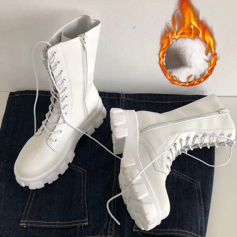 Faux leather rain boots with lace-up design - Martin