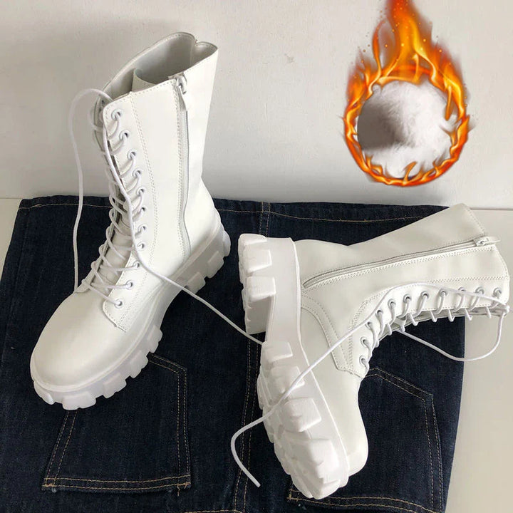 Faux leather rain boots with lace-up design - Martin