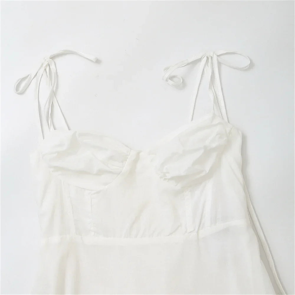 שמלת מקסי מלמלה בגזרת A קשירה בכתפיות - Allie